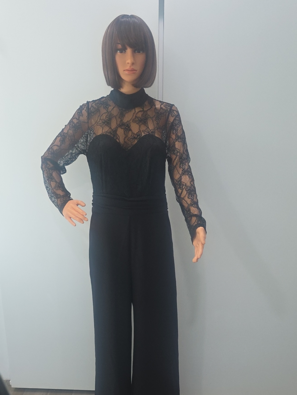 Beautiful Black Lace-Top Wide-Leg Jumpsuit-Size Small.